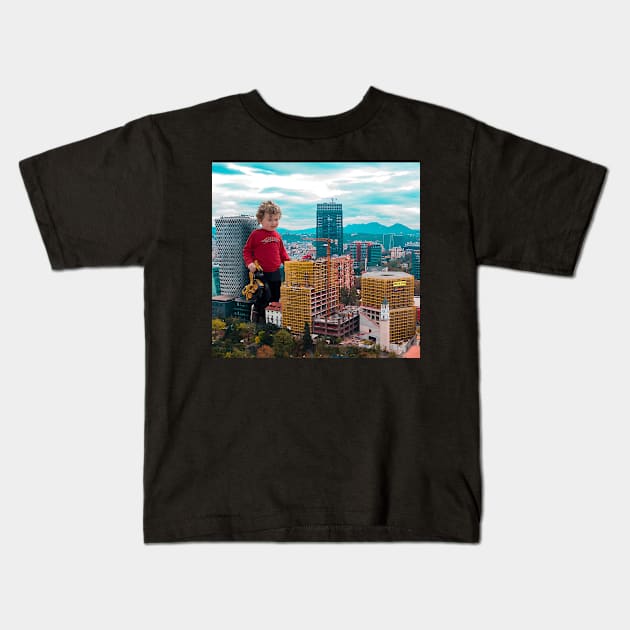 My son building a palace in Tirana Kids T-Shirt by Florian Sallo